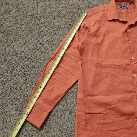 Linen Club Studio Mens Contemporary Fit Linen Cotton Blend Button Up Shirt 42cm - Picture 9 of 10